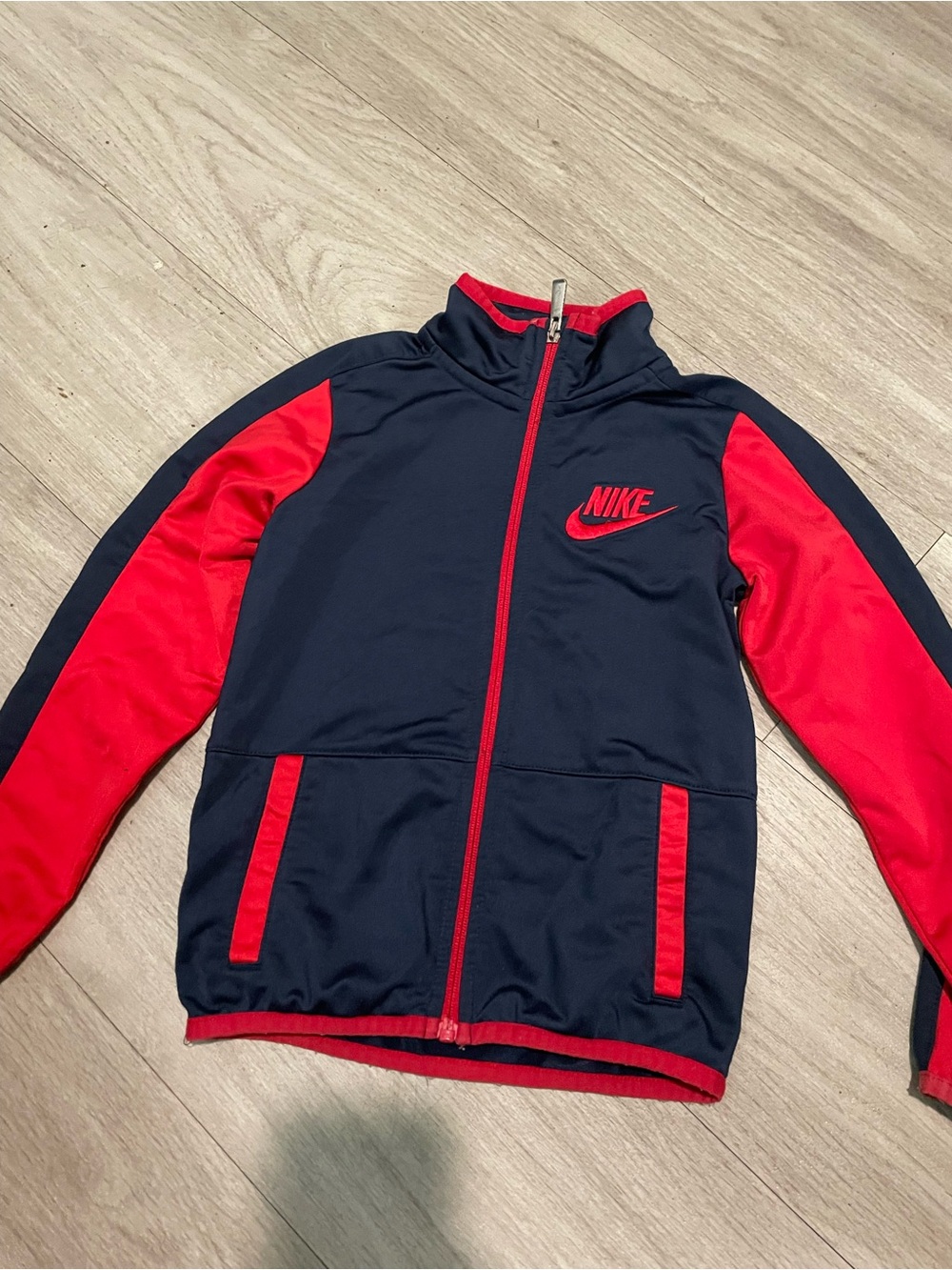 Nike Kids Navy and Red Zip-Up Athletic Jacket